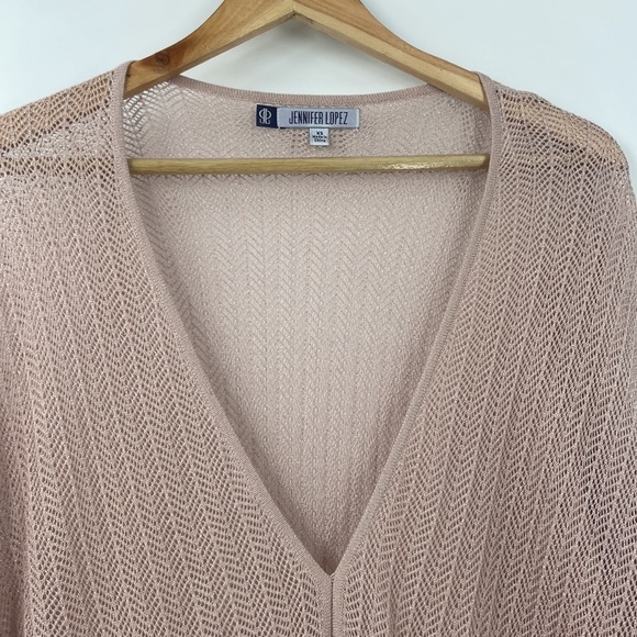 Jennifer Lopez light dusty pink oversized lightweight top silver sparkle - Picture 3 of 14